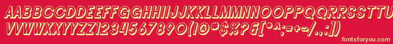 SF Buttacup Lettering Shaded Oblique Font – Yellow Fonts on Red Background