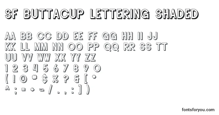 Шрифт SF Buttacup Lettering Shaded – алфавит, цифры, специальные символы