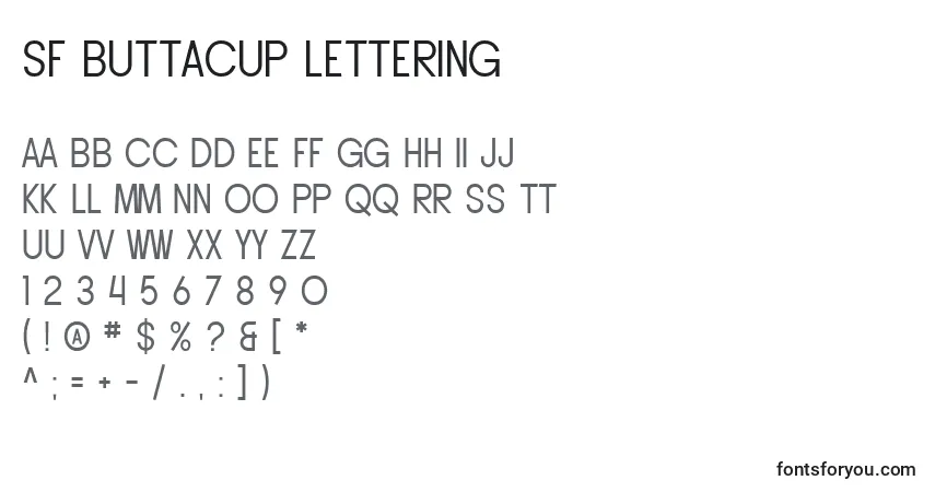Czcionka SF Buttacup Lettering – alfabet, cyfry, specjalne znaki