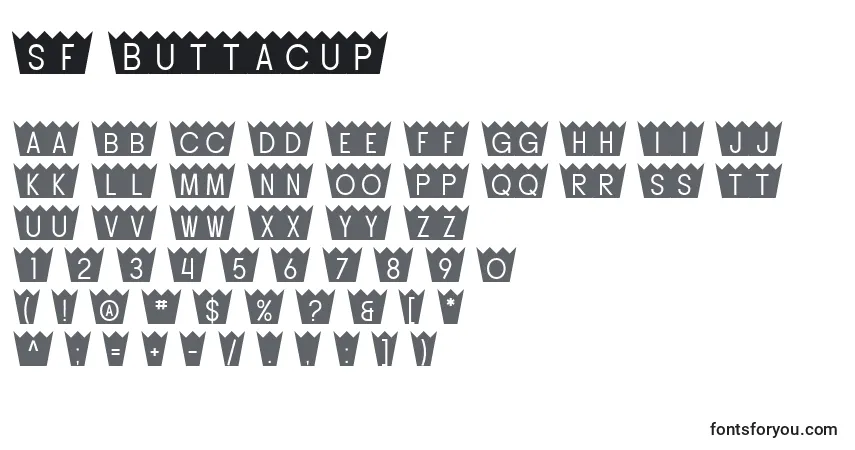 A fonte SF Buttacup – alfabeto, números, caracteres especiais
