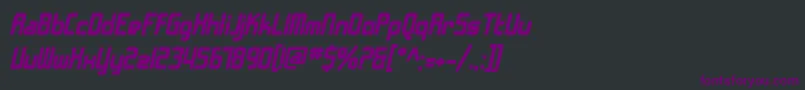 SF Chrome Fenders Bold Oblique-Schriftart – Violette Schriften auf schwarzem Hintergrund