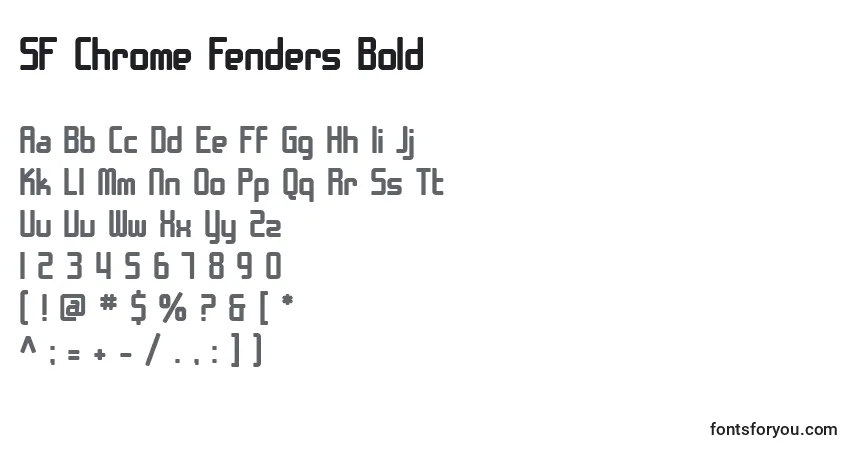 Czcionka SF Chrome Fenders Bold – alfabet, cyfry, specjalne znaki