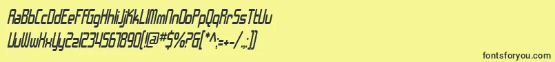 SF Chrome Fenders Condensed Oblique Font – Black Fonts on Yellow Background