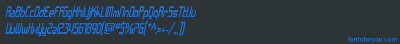 fuente SF Chrome Fenders Condensed Oblique – Fuentes Azules Sobre Fondo Negro