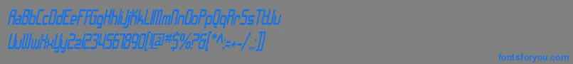 SF Chrome Fenders Condensed Oblique-Schriftart – Blaue Schriften auf grauem Hintergrund