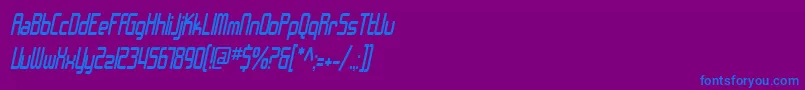 SF Chrome Fenders Condensed Oblique Font – Blue Fonts on Purple Background