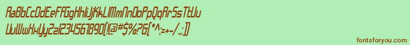 Fonte SF Chrome Fenders Condensed Oblique – fontes marrons em um fundo verde