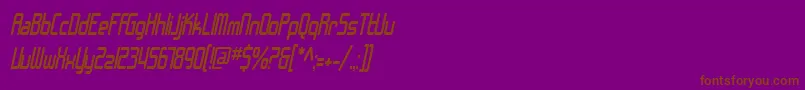 Fonte SF Chrome Fenders Condensed Oblique – fontes marrons em um fundo roxo