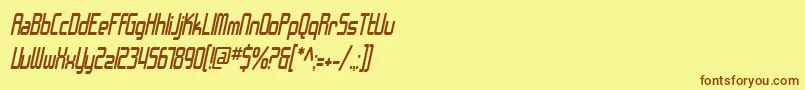 SF Chrome Fenders Condensed Oblique Font – Brown Fonts on Yellow Background