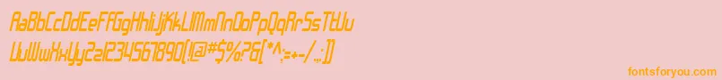 SF Chrome Fenders Condensed Oblique-Schriftart – Orangefarbene Schriften auf rosa Hintergrund