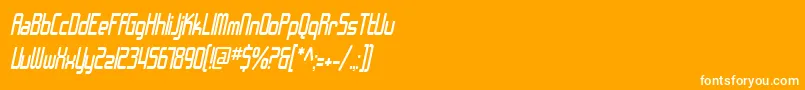 Czcionka SF Chrome Fenders Condensed Oblique – białe czcionki na pomarańczowym tle