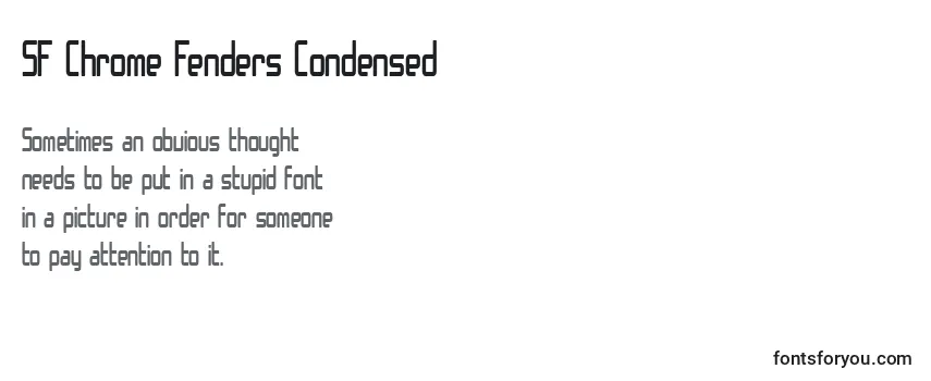 Überblick über die Schriftart SF Chrome Fenders Condensed