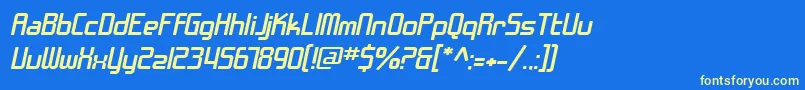 Czcionka SF Chrome Fenders Extended Oblique – żółte czcionki na niebieskim tle