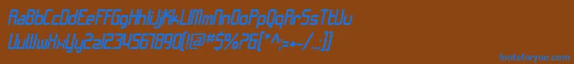 SF Chrome Fenders Oblique Font – Blue Fonts on Brown Background