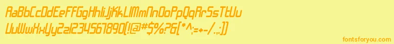 SF Chrome Fenders Oblique Font – Orange Fonts on Yellow Background