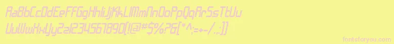 SF Chrome Fenders Oblique-Schriftart – Rosa Schriften auf gelbem Hintergrund