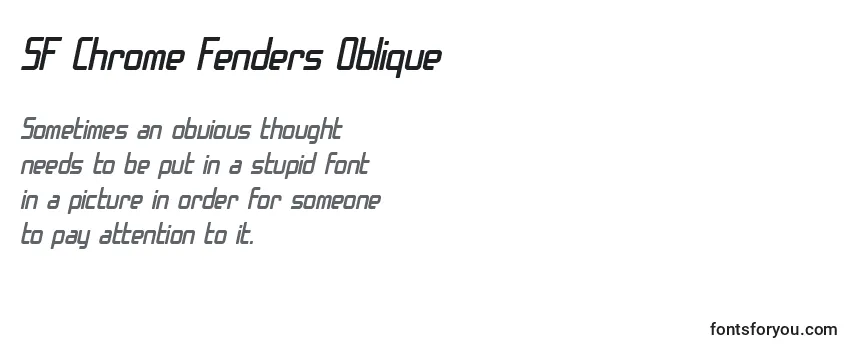 Überblick über die Schriftart SF Chrome Fenders Oblique