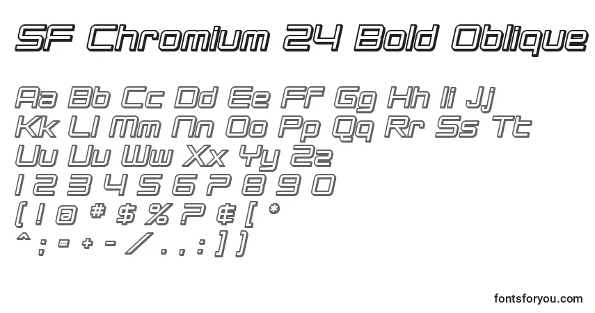 A fonte SF Chromium 24 Bold Oblique – alfabeto, números, caracteres especiais