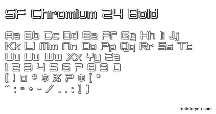 Шрифт SF Chromium 24 Bold – алфавит, цифры, специальные символы