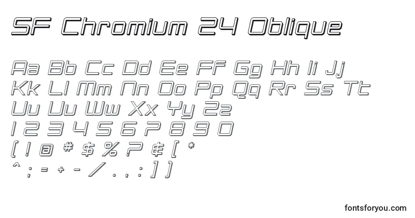 Czcionka SF Chromium 24 Oblique – alfabet, cyfry, specjalne znaki