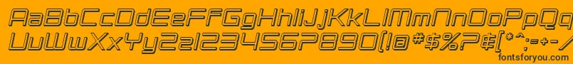 SF Chromium 24 Oblique-fontti – mustat fontit oranssilla taustalla