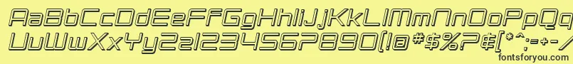 SF Chromium 24 Oblique-Schriftart – Schwarze Schriften auf gelbem Hintergrund