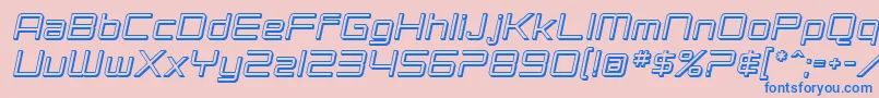 SF Chromium 24 Oblique-fontti – siniset fontit vaaleanpunaisella taustalla