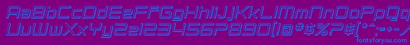 フォントSF Chromium 24 Oblique – 紫色の背景に青い文字
