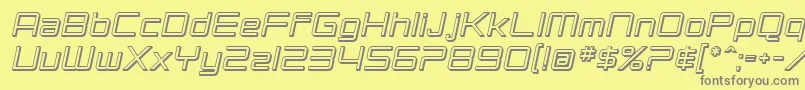 SF Chromium 24 Oblique-fontti – harmaat kirjasimet keltaisella taustalla