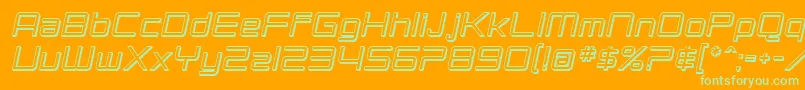 SF Chromium 24 Oblique-fontti – vihreät fontit oranssilla taustalla