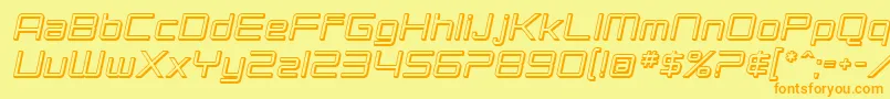 フォントSF Chromium 24 Oblique – オレンジの文字が黄色の背景にあります。
