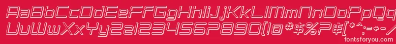 フォントSF Chromium 24 Oblique – 赤い背景にピンクのフォント