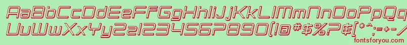 SF Chromium 24 Oblique-fontti – punaiset fontit vihreällä taustalla