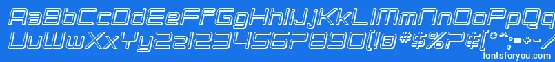 SF Chromium 24 Oblique-fontti – valkoiset fontit sinisellä taustalla