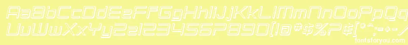 Шрифт SF Chromium 24 Oblique – белые шрифты на жёлтом фоне