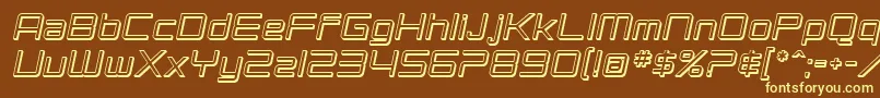 SF Chromium 24 Oblique-fontti – keltaiset fontit ruskealla taustalla
