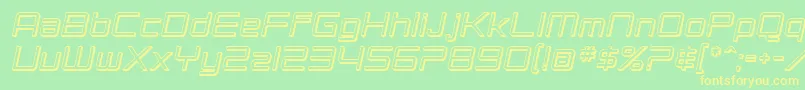 SF Chromium 24 Oblique-fontti – keltaiset fontit vihreällä taustalla