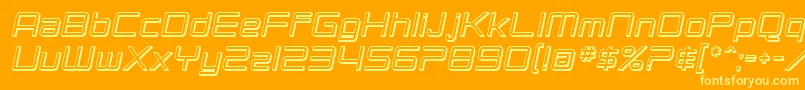 SF Chromium 24 Oblique-fontti – keltaiset fontit oranssilla taustalla