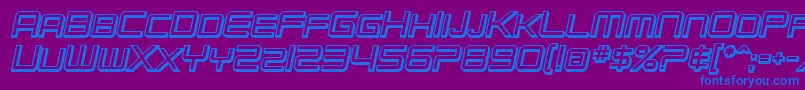 Czcionka SF Chromium 24 SC Bold Oblique – niebieskie czcionki na fioletowym tle