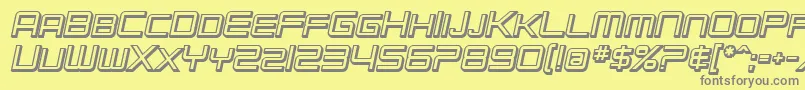 フォントSF Chromium 24 SC Bold Oblique – 黄色の背景に灰色の文字