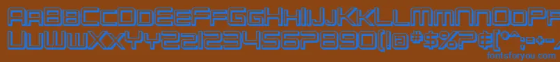 SF Chromium 24 SC Bold-Schriftart – Blaue Schriften auf braunem Hintergrund