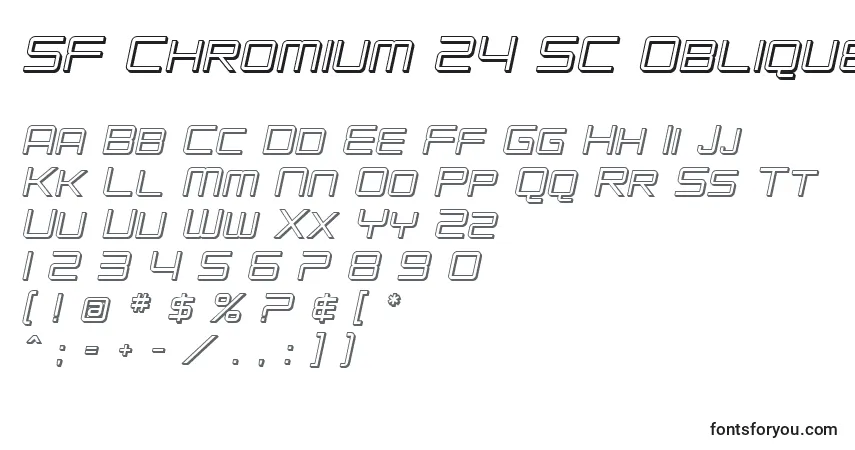 A fonte SF Chromium 24 SC Oblique – alfabeto, números, caracteres especiais