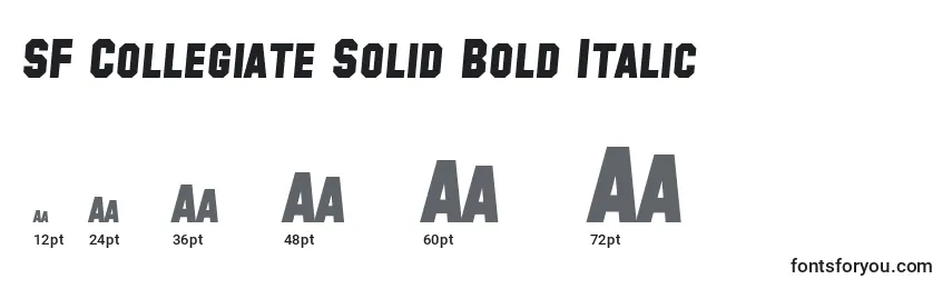 Tamaños de fuente SF Collegiate Solid Bold Italic