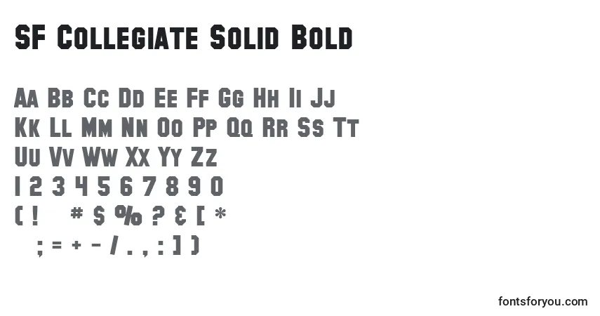 Шрифт SF Collegiate Solid Bold – алфавит, цифры, специальные символы