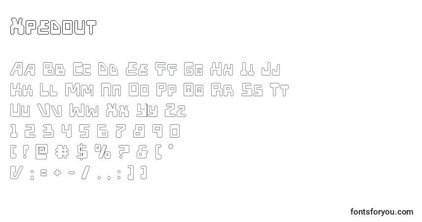 Schriftart Xpedout – Alphabet, Zahlen, spezielle Symbole