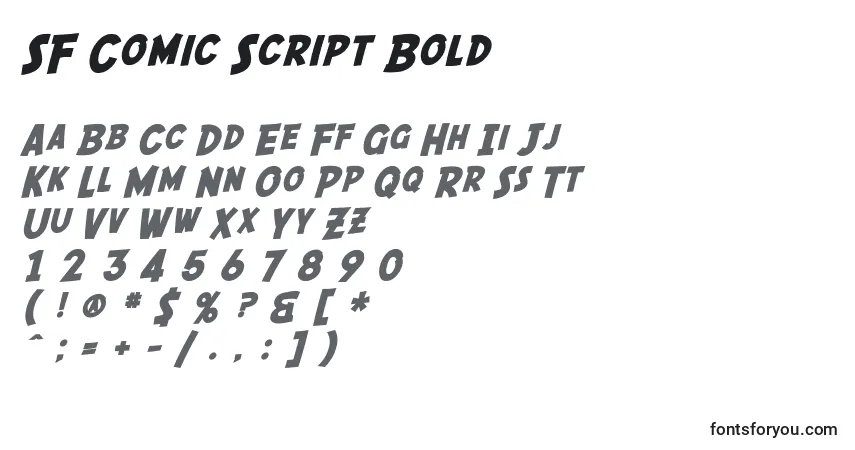 Шрифт SF Comic Script Bold – алфавит, цифры, специальные символы