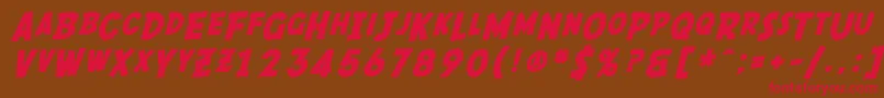 SF Comic Script Bold-fontti – punaiset fontit ruskealla taustalla