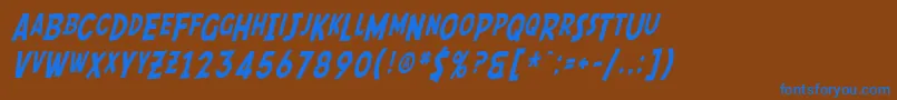 SF Comic Script Condensed Font – Blue Fonts on Brown Background