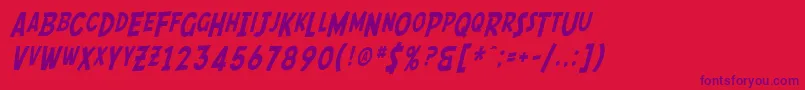 SF Comic Script Condensed Font – Purple Fonts on Red Background