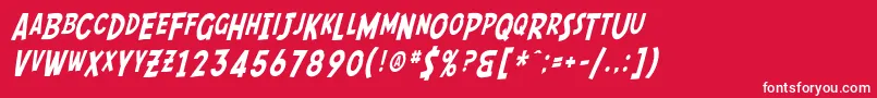 SF Comic Script Condensed Font – White Fonts on Red Background